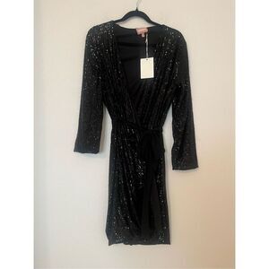 Show Me Your Mumu Encore Kimono Dress Black Sequins NEW NWT